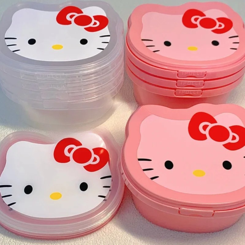 Japanese Transparent Pink Hello Kitty Storage Box Organizer