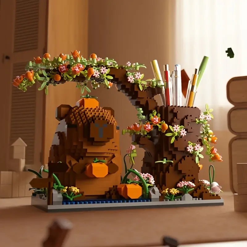 1880pcs Cute Capybara Building Block Pencil Holder