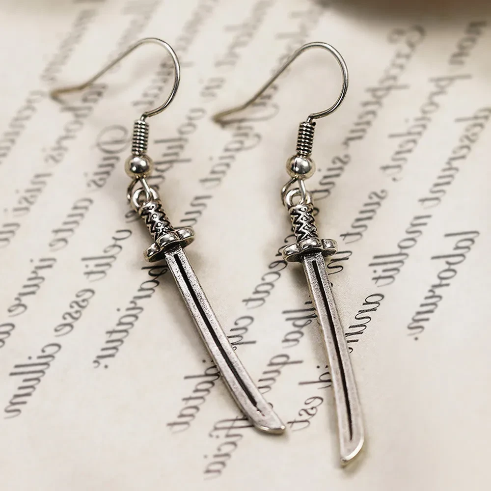 Dark Series Long Knife Pendant Earrings