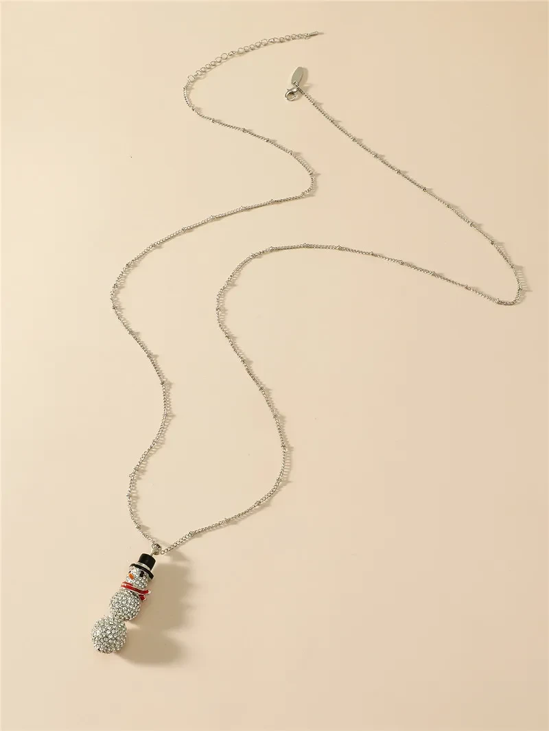 Personalized Zircon Snowman Pendant Clavicle Chain