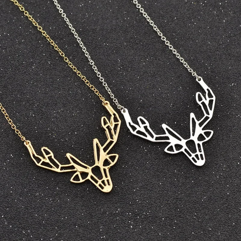 Origami Elk Horn Pendant Women's Necklace
