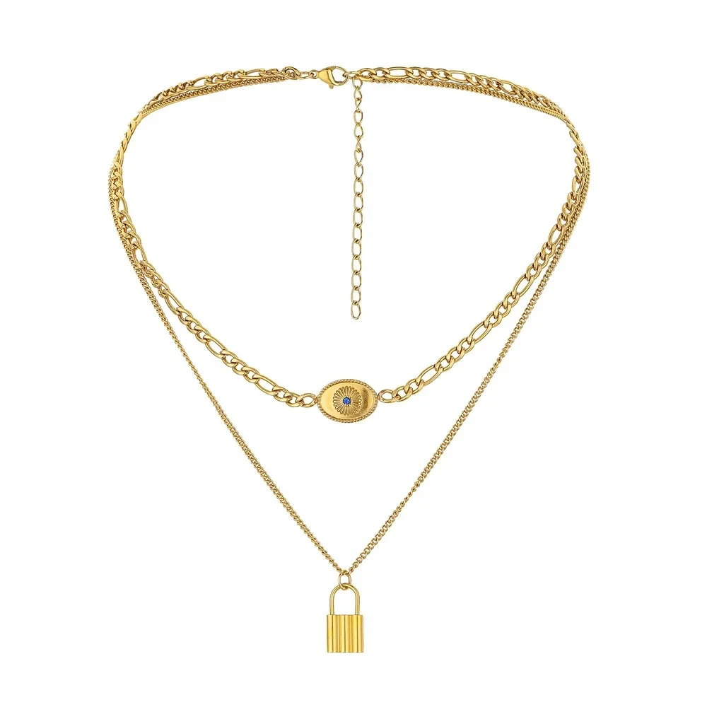 Stainless Steel Golden Eye Padlock Pendant
