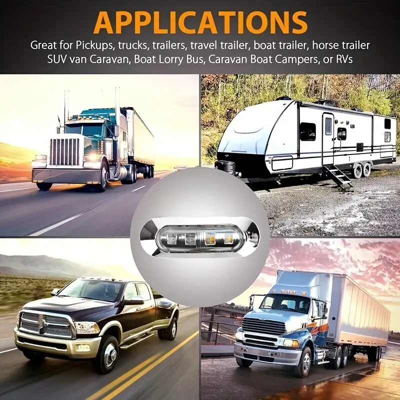 10pcs 12V-24V 4LED Trailer Side Marker Light for Car Auto Truck Boat Lights Tail Warning Brake Lamp