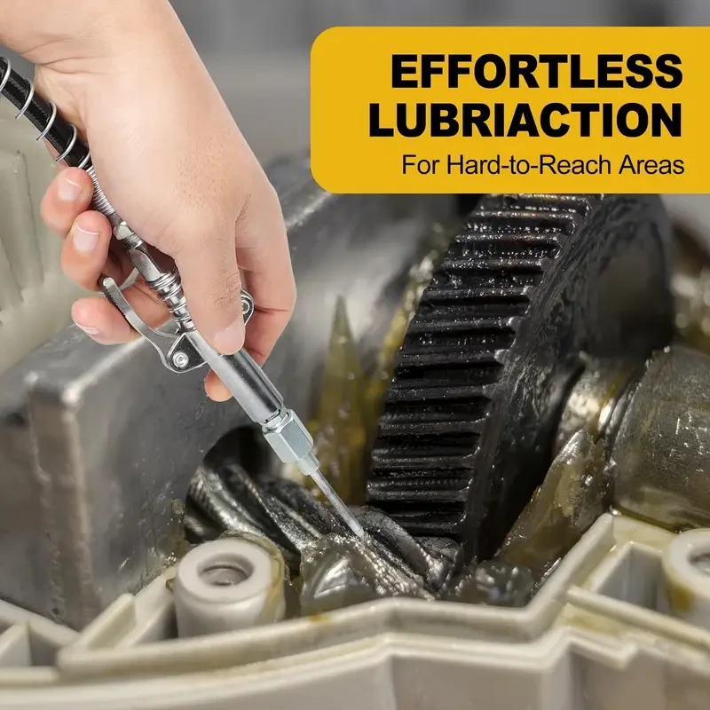 8000 PSI Heavy Duty Pistol Grip Oil Gun Kit With 14 Oz Load, 45.72 Cm Spring Deflection Hose