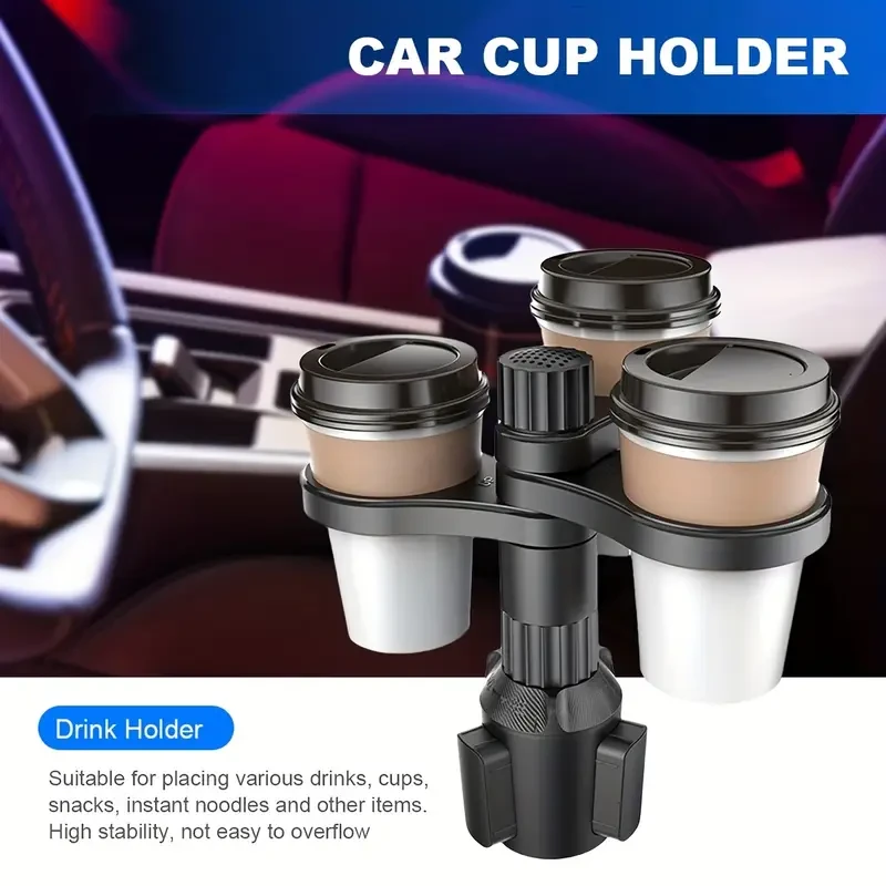 Adjustable Multi-Use Car Cup Holder Expander with 3 Slots