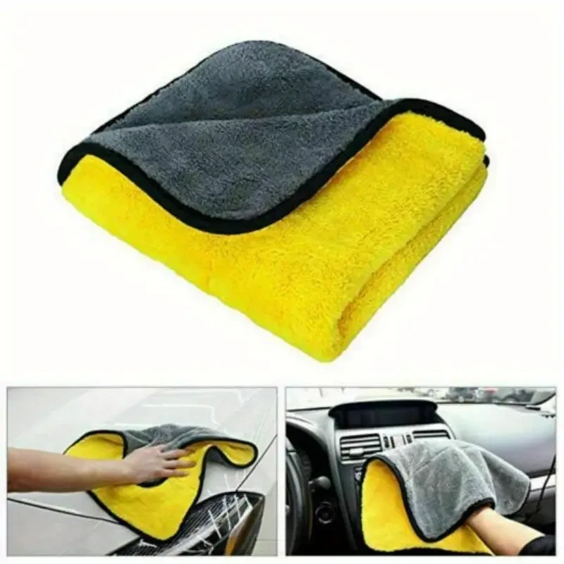 5pcs 30x40cm Microfiber Plush Car Wash Towels - Absorbent Dual-Sided Auto Detailing & Household Cleaning Rags