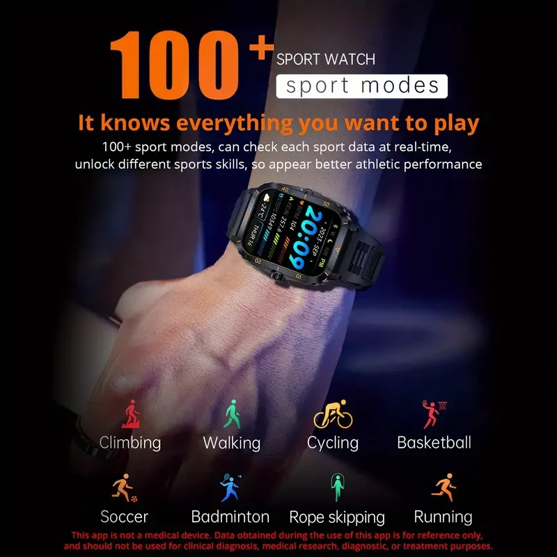 Advanced Men's Fitness Smartwatch - 1.96" IPS HD Screen, 430mAh Battery, Wireless Call, Music Control, Sleep Monitoring, Weather Forecast