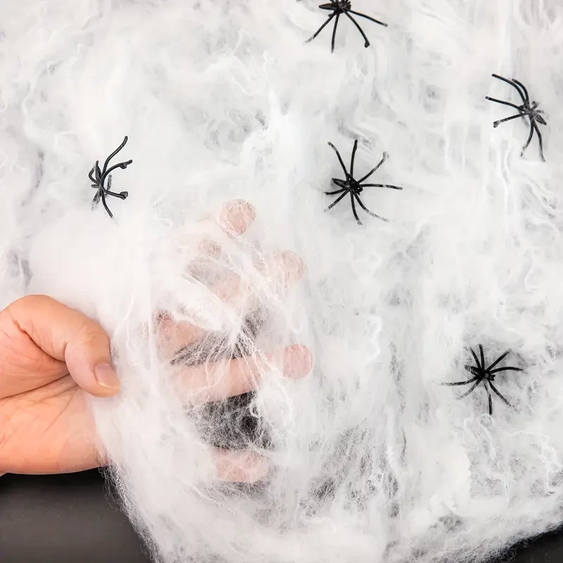 200 Soft Spider Webs Halloween Decorations Bonus With 10 Fake Spiders