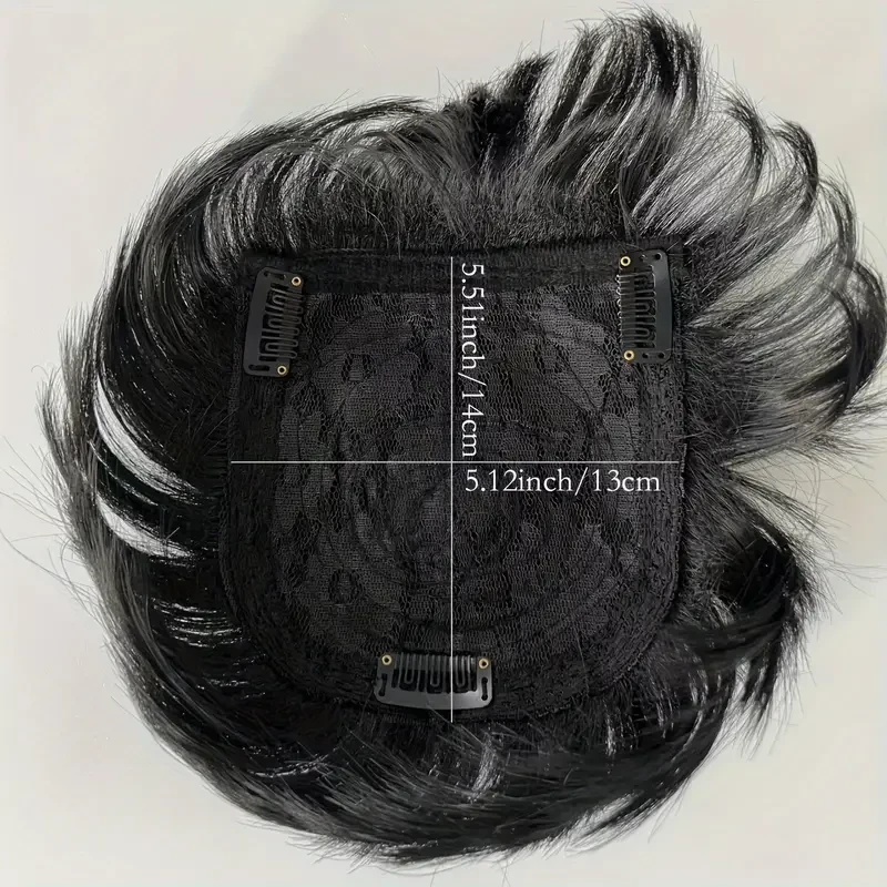 Elegant Men's Black Toupee - Easy Clip-In with Stylish Design & Breathable Rose Net Cap for Balding & Thinning Hair