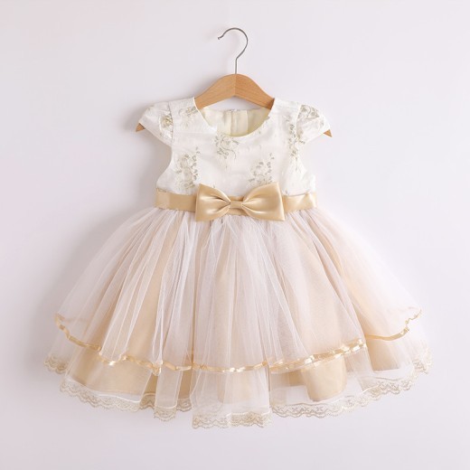 Girls' Princess Dress Embroidered Mesh