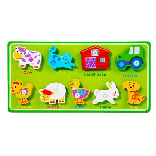 Spanish Russian Children's Wooden Velcro Tear And Pull Puzzle Grab Board