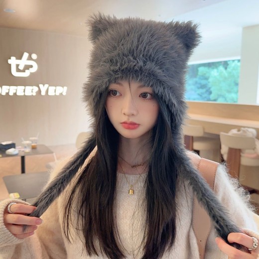 Autumn And Winter Online Influencer Cute Plush Bear Hat Thickened Warm