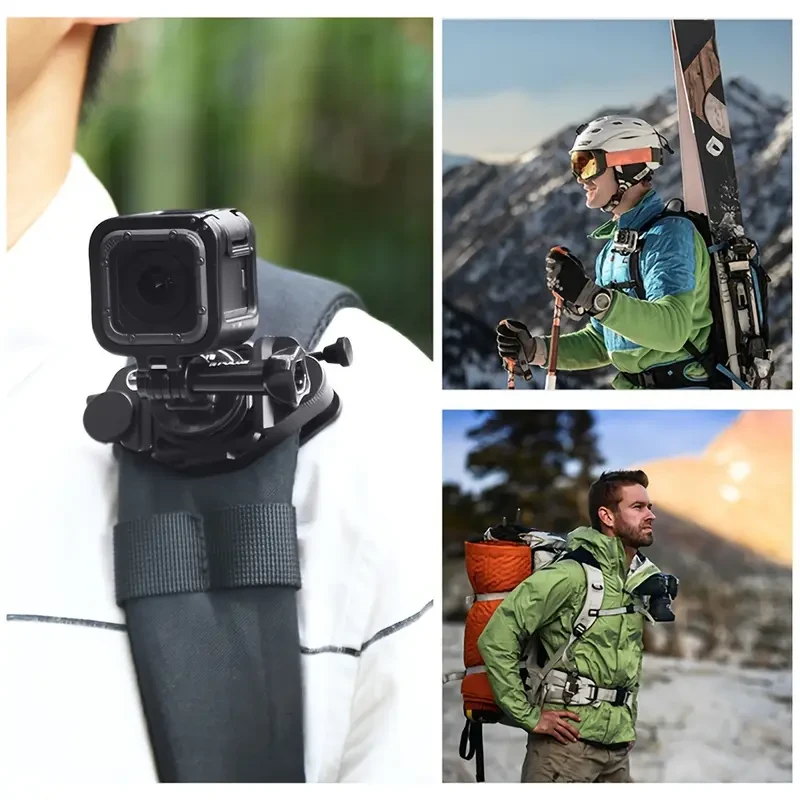 PULUZ Action Camera Base Fixing Bracket & Backpack Strap Clip