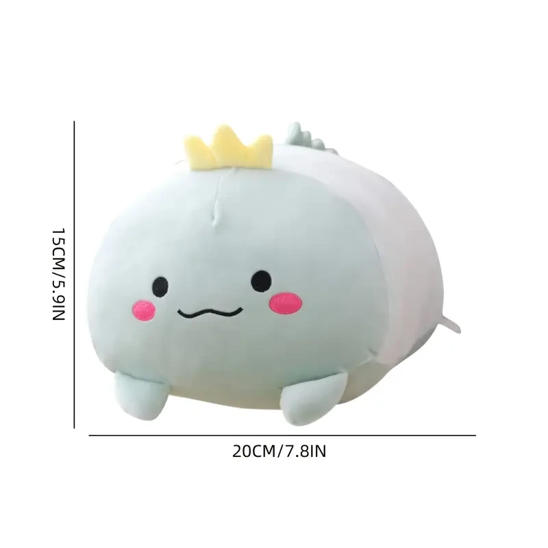20cm Cute Light Green Plush Dinosaur with Crown