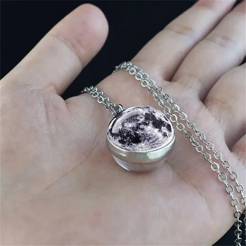 Solar System Pendant Necklace  Glass Ball Pendant, Fashion Jewelry Accessories Gift for Men and Women