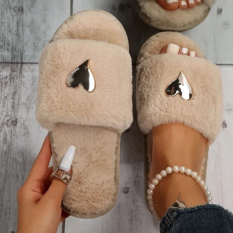 Women's Plush Fleece Fluffy Slippers - Cozy Winter Warm Furry House Shoes
