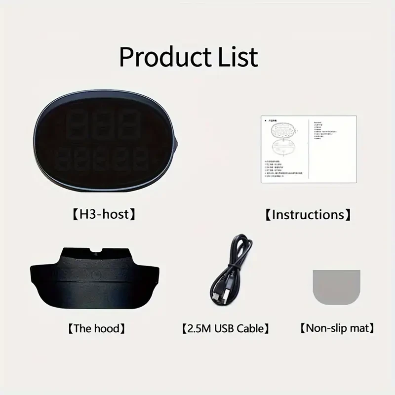 KWHUD Car Dashboard Display - Speedometer, Odometer & Time Gauge with Compass & Over-Speed Alert