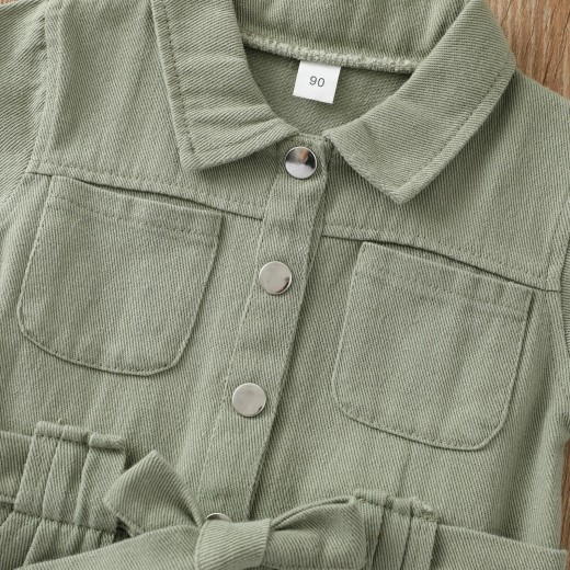 Girls' Korean-style Lapel Jumpsuit