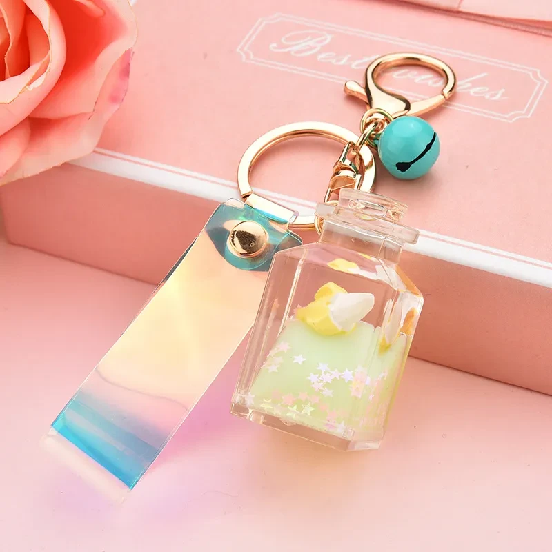 Net Red Acrylic Sliced Fruit Floating Liquid Keychain