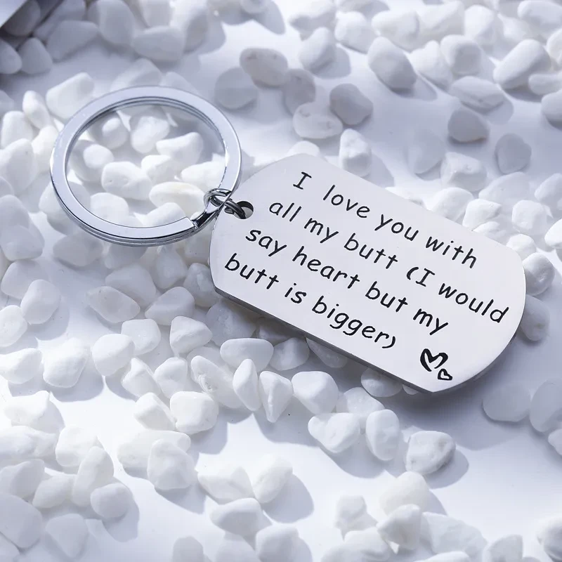 L Love You With All My Butt Stainless Ssteel Couple Lettering Keychain