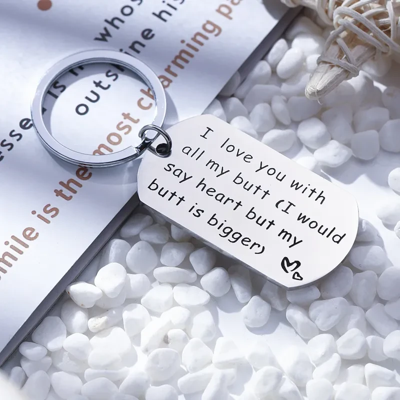 L Love You With All My Butt Stainless Ssteel Couple Lettering Keychain