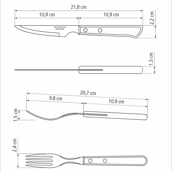 Churrasco Spanish Steak Cutlery 12 Piece Set - Brown - Tramontina