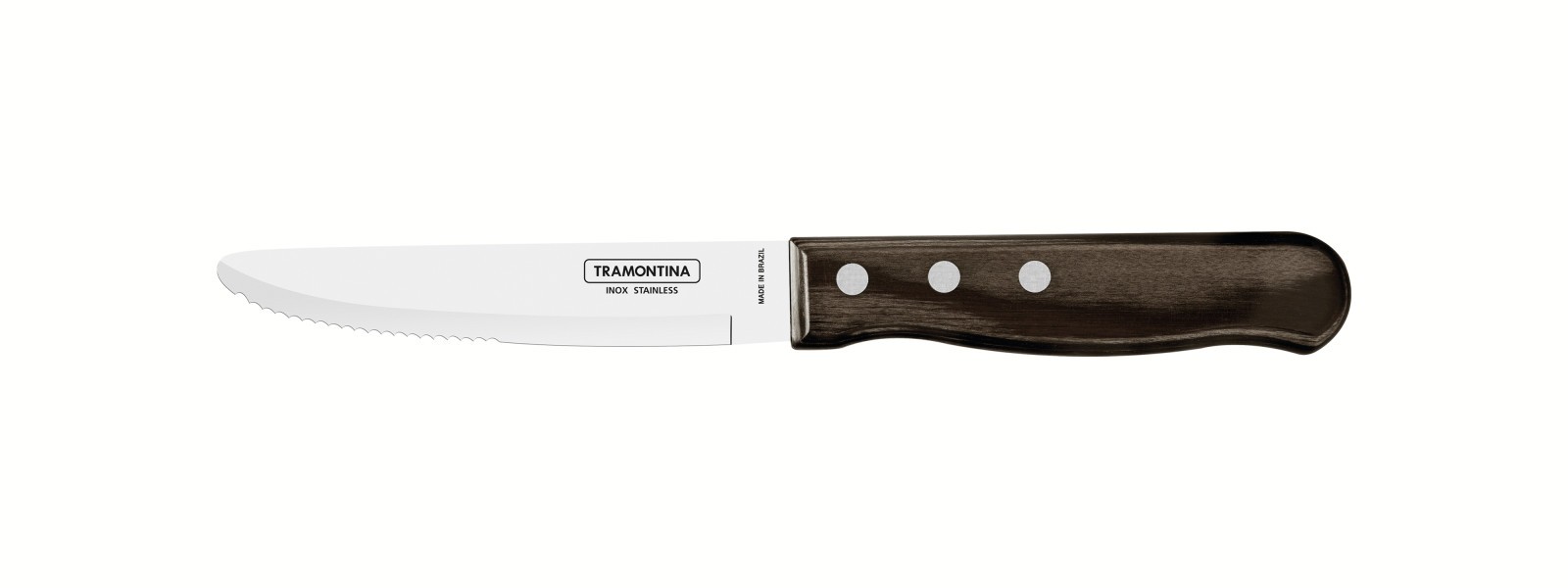 Churrasco Steak Knife Serrated Wide Blade Polywood Brown 5", 13cm - Tramontina
