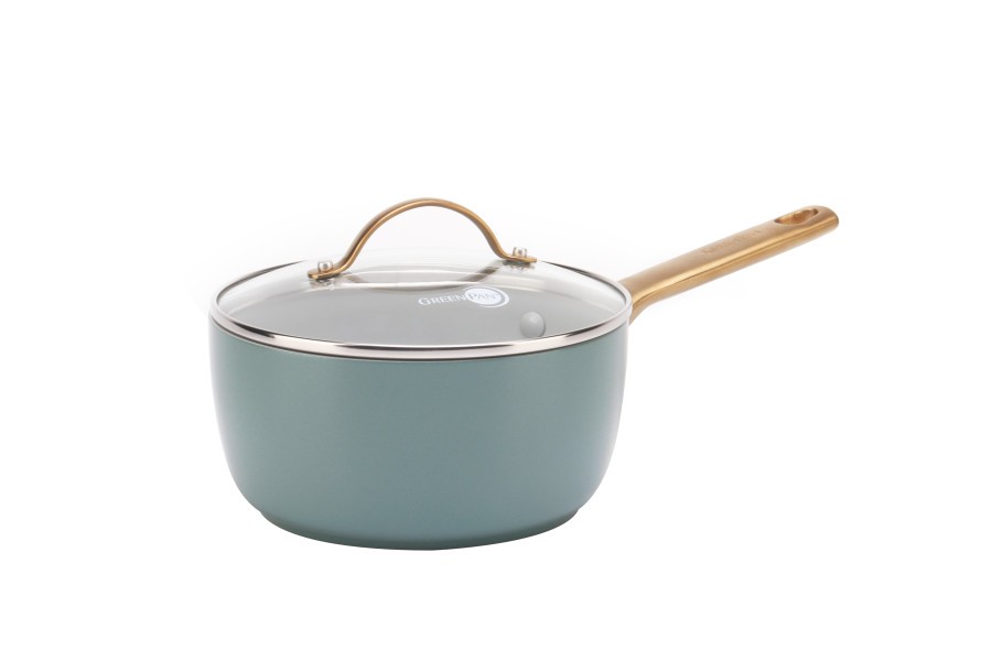 Padova Smokey Blue Covered Saucepan 18cm / 2.01L - GreenPan