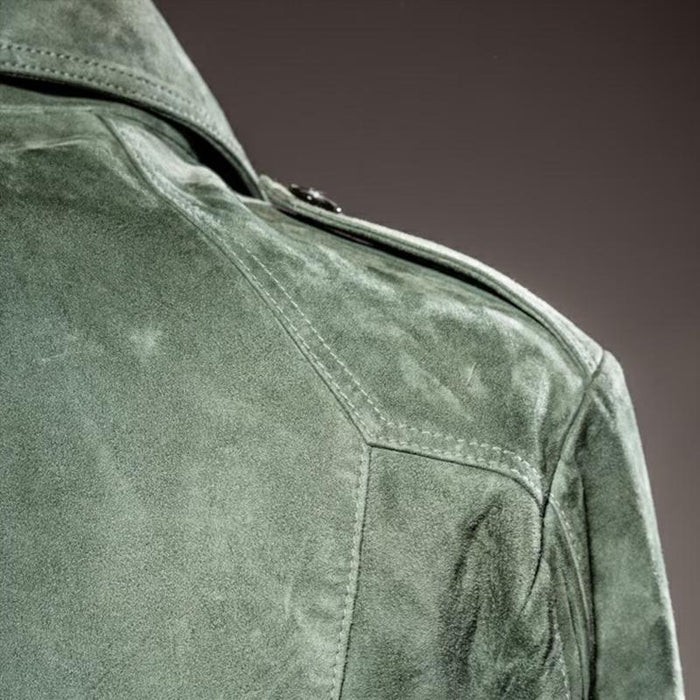 Men's Retro Lapel Zipper Breast Pocket Jacket