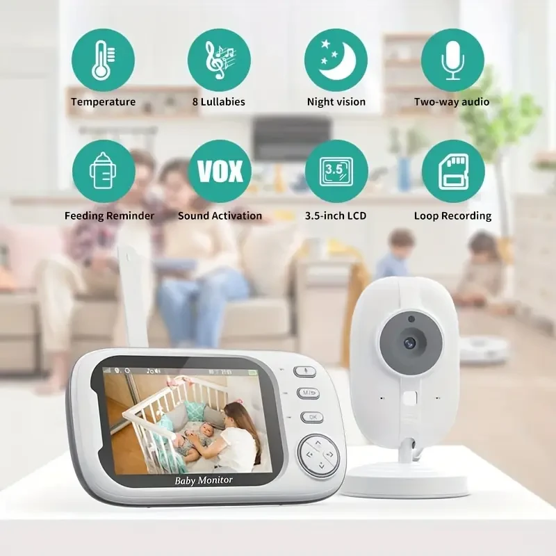 720P Baby Monitor  Wireless Video Monitor with Temperature Alert and Night Vision