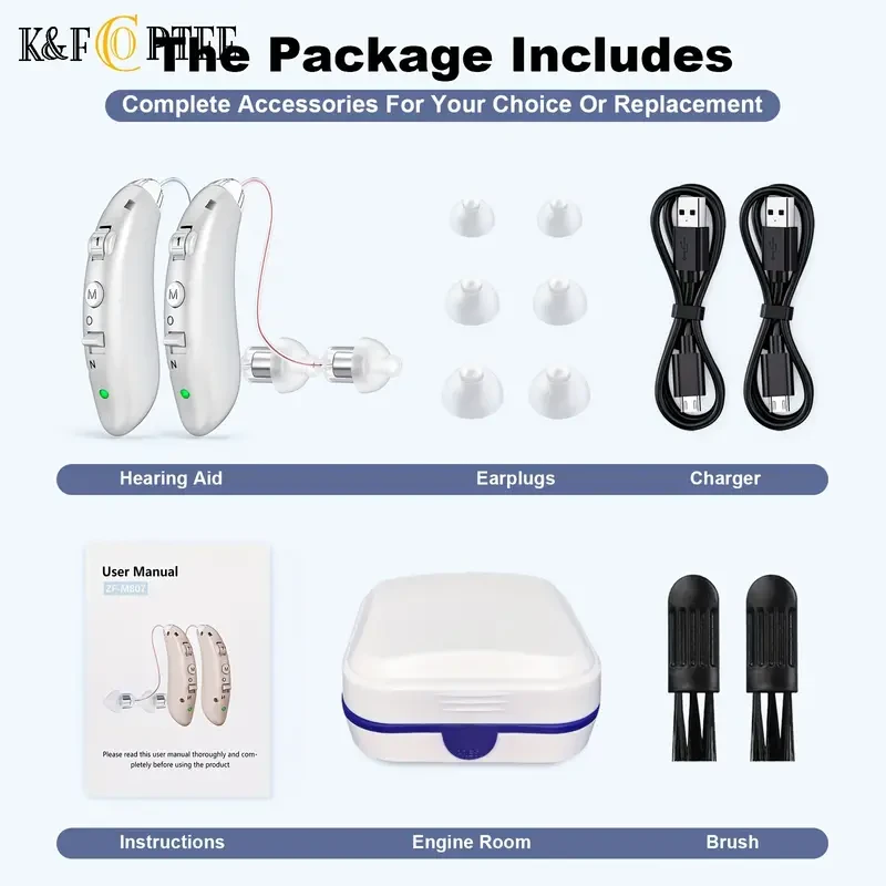 Premium Rechargeable Hearing Aids for Seniors - Advanced Noise Cancelling, Volume Control, Digital Sound Amplification, Comfortable BTE Design