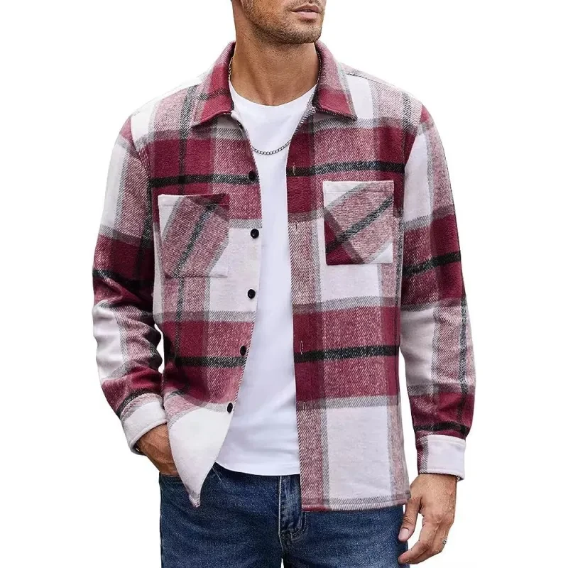 Men's High-end Thermal Plaid Padded Shirt Coat