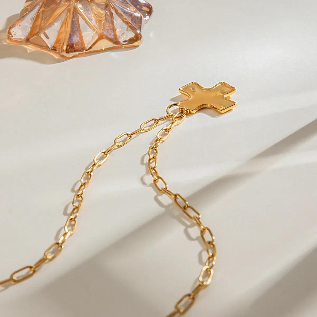 Stainless Steel Hammered Cross Pendant Necklace