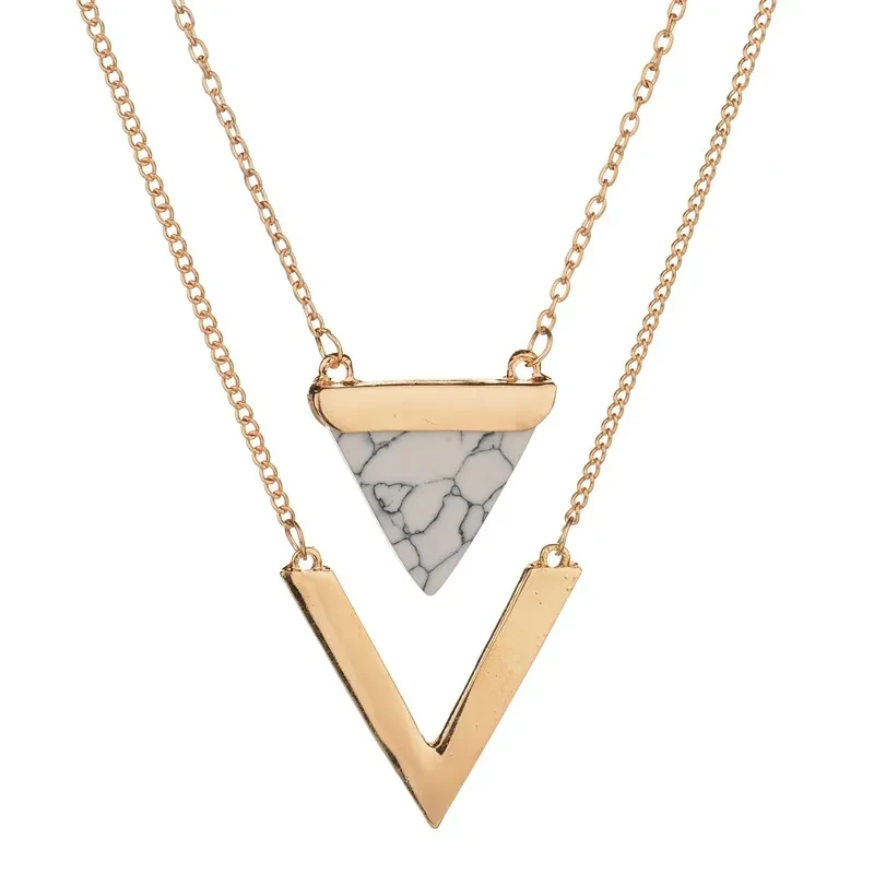 Triangle Turquoise Pendant Necklace V-shaped