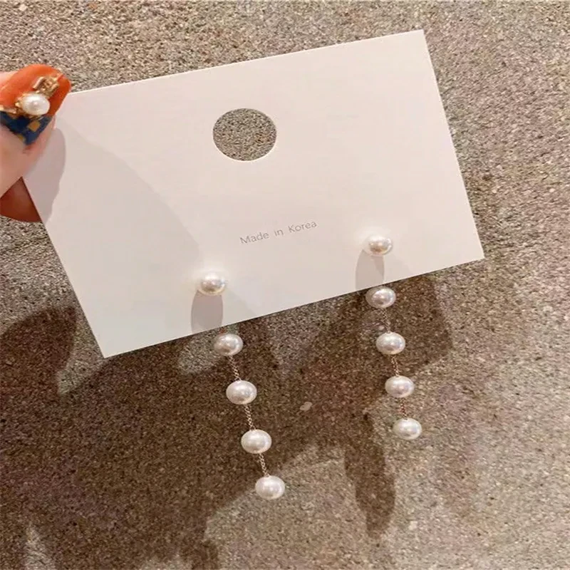 Pearl Tassel Niche Design Fashionable Earrings Long