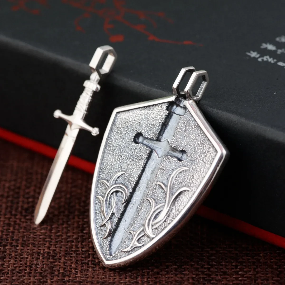 Men Fashion Sword And Shield Pendant