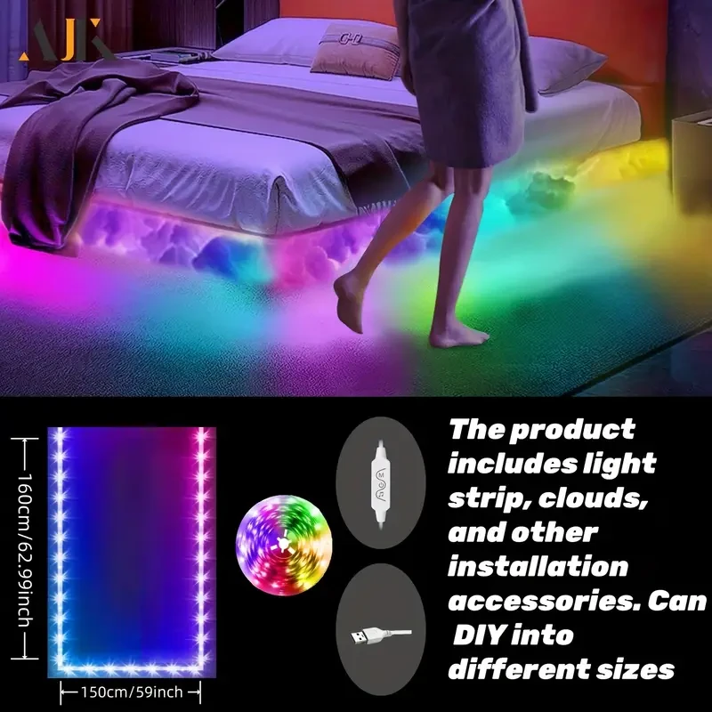 AJK Smart Bed Frame Cloud Light with Music Sync