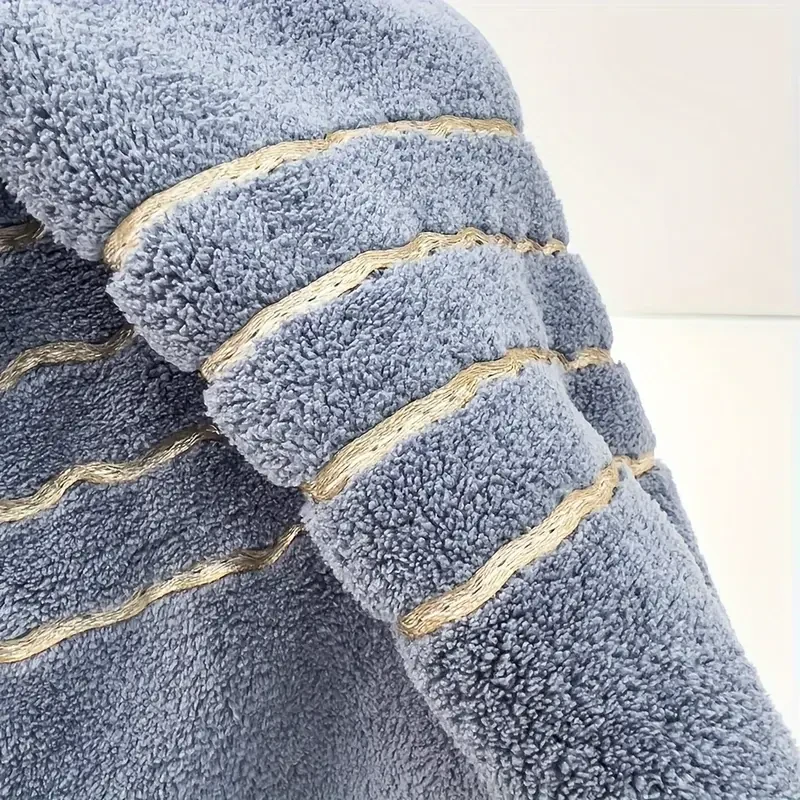 Golden Trim Embroidery Microfibre Towel Bath Towel Set