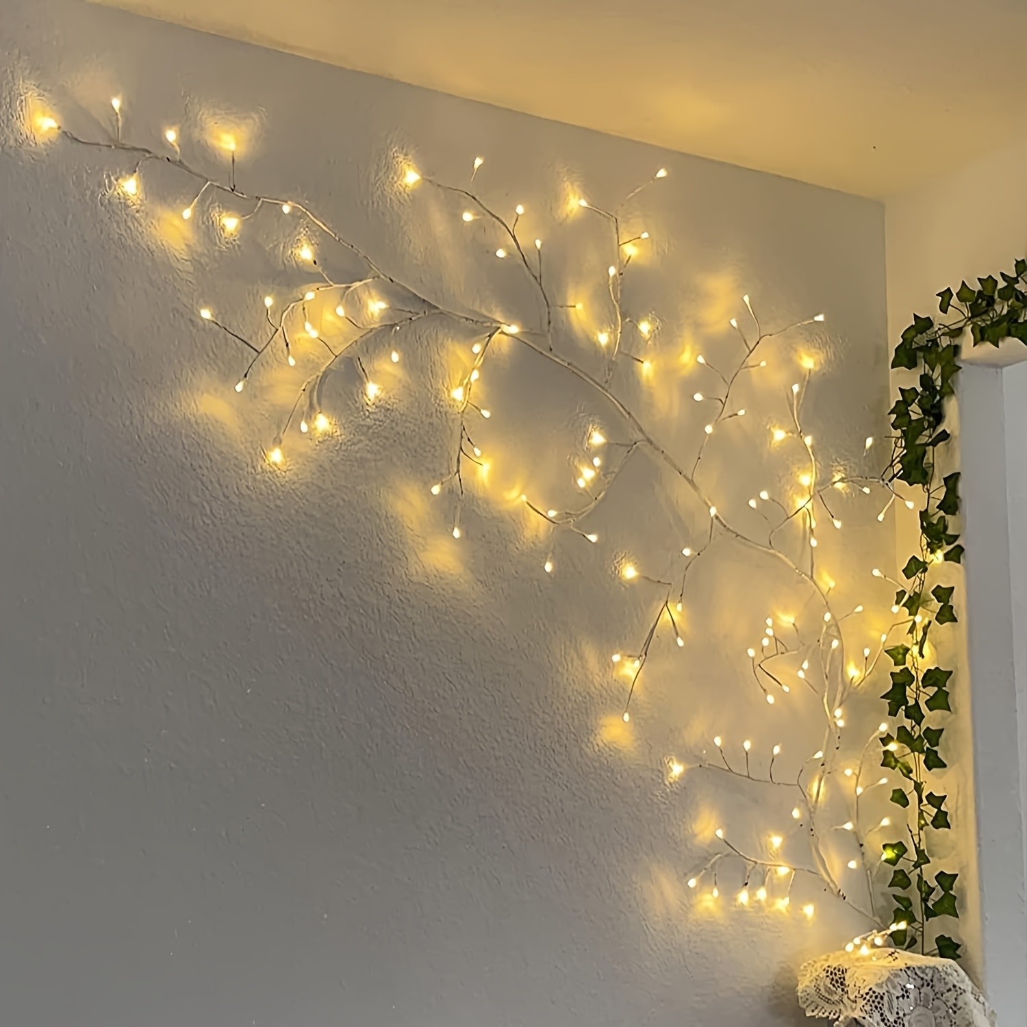 Set Of 144 LED Bendable Willow Vine Lights  USB Powered with Remote Control, 8 Modes, Indoor and Outdoor Decorative Lights