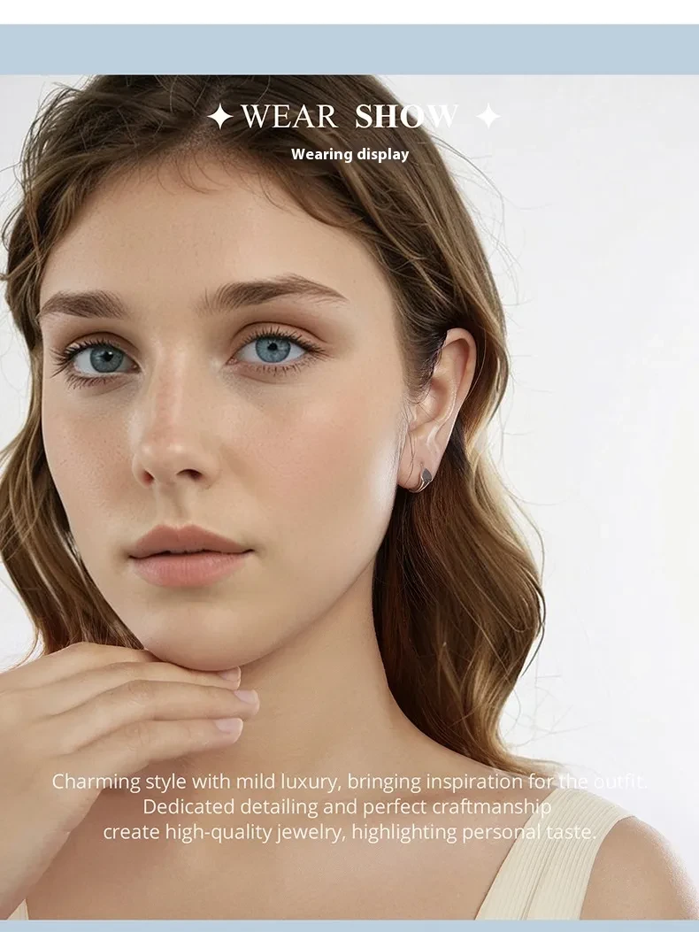 Glossy Love Heart Earrings S925 Sterling Silver Fashion Ear Clips