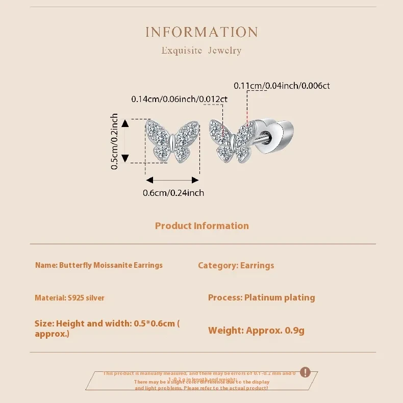 Original Exquisite Butterfly Moissanite Stud Earrings