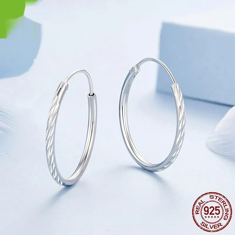Super Carved 925 Sterling Silver Female Earrings