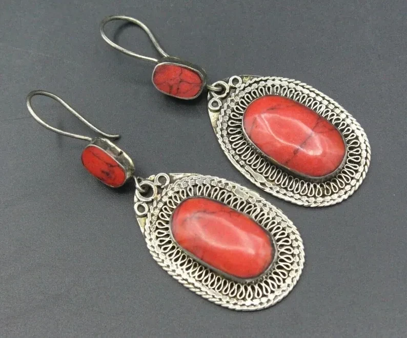 New Fashion Turquoise Exaggerating Pendant Earrings For Women