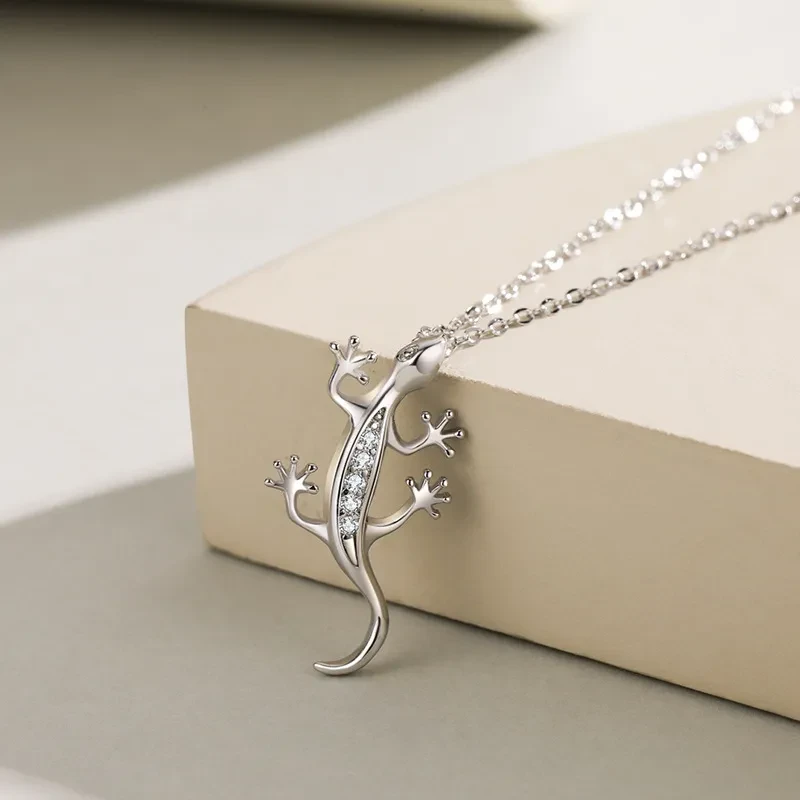 S925 Sterling Silver Gecko Pendant Necklace