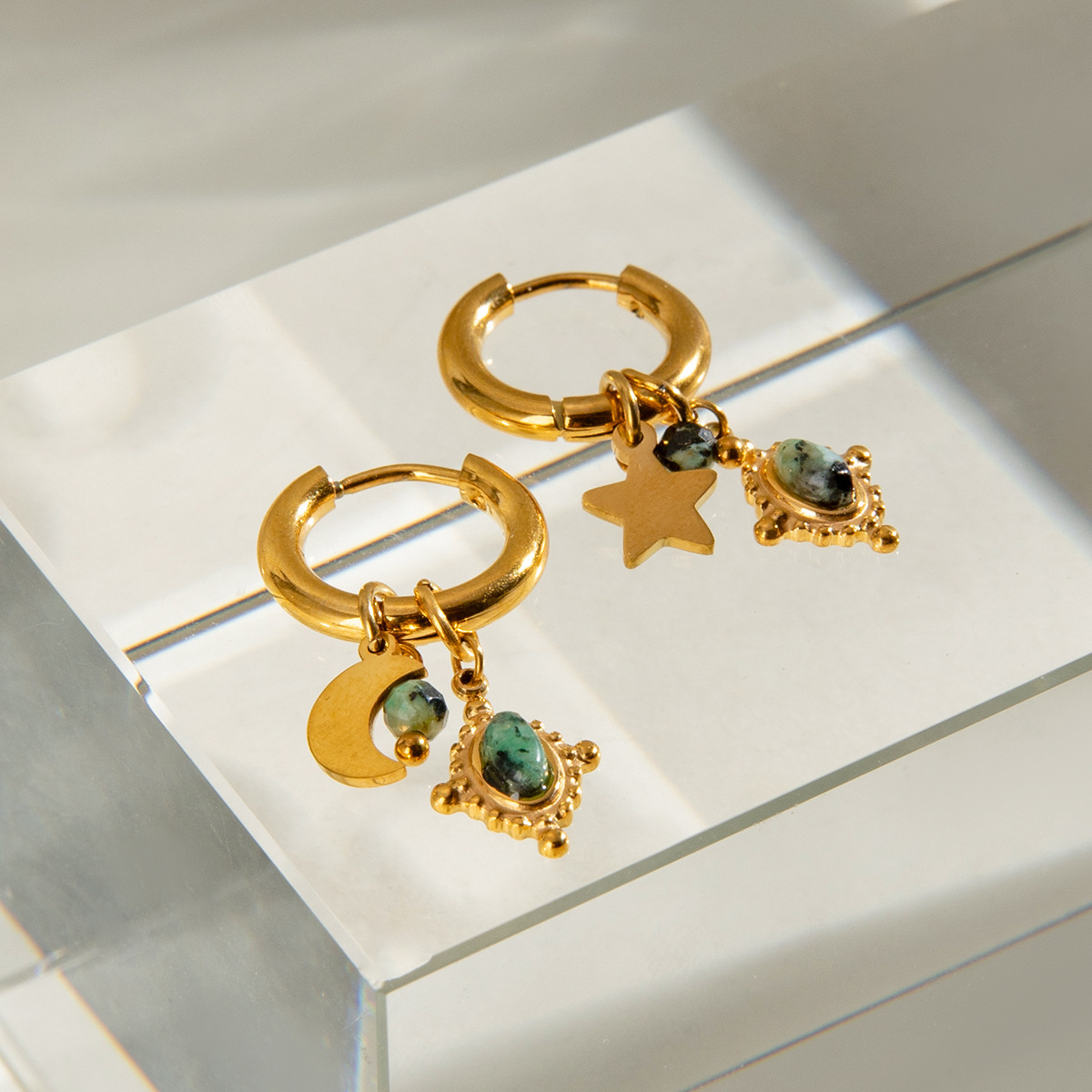 Fashion Stainless Steel Star Moon Ear Clip