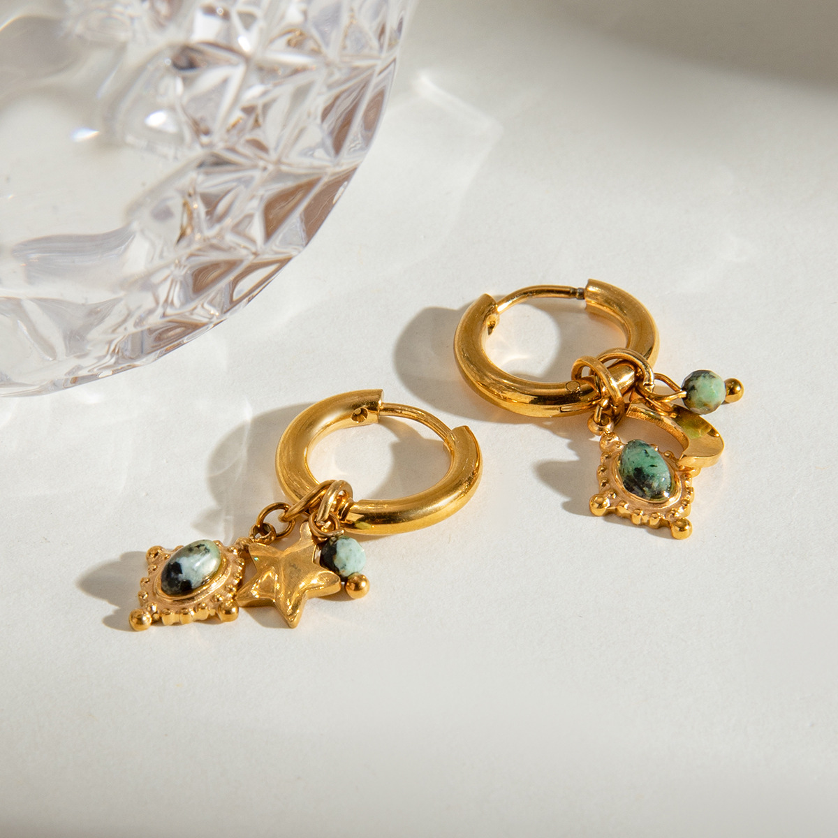 Fashion Stainless Steel Star Moon Ear Clip