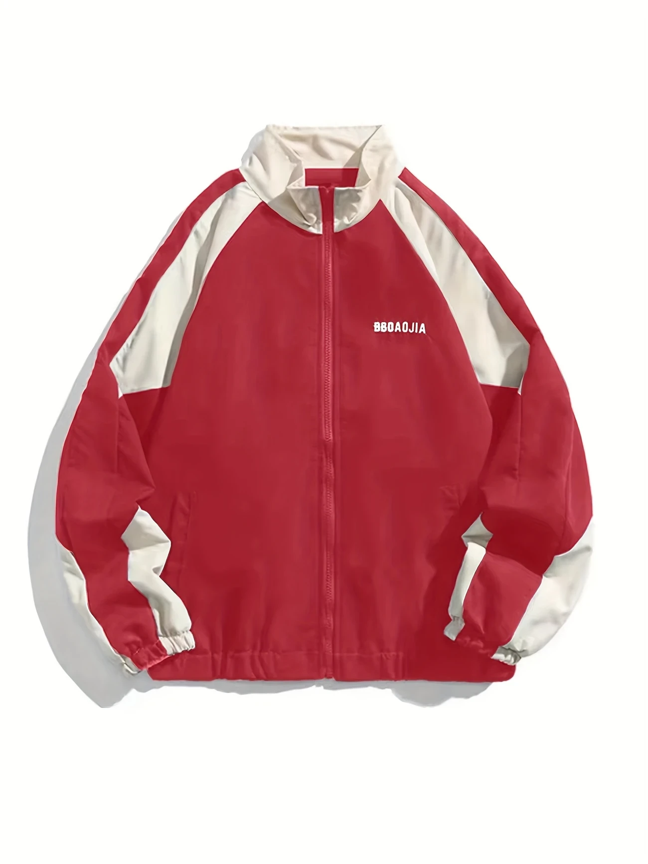 GENEVA Y2K-Inspired Color Block Embroidered Jacket | High Collar, Long Sleeve, Polyester Blend Outerwear for All Seasons