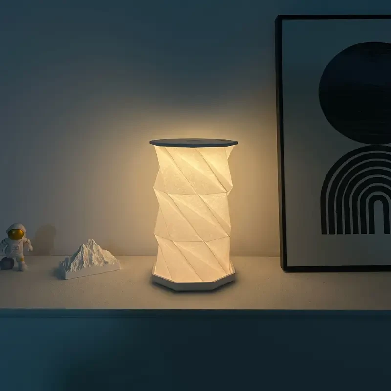 Vintage Wooden Folding Outdoor Table Lamp | Portable Stepless Dimming Night Light, USB Rechargeable Camping Tent Lamp