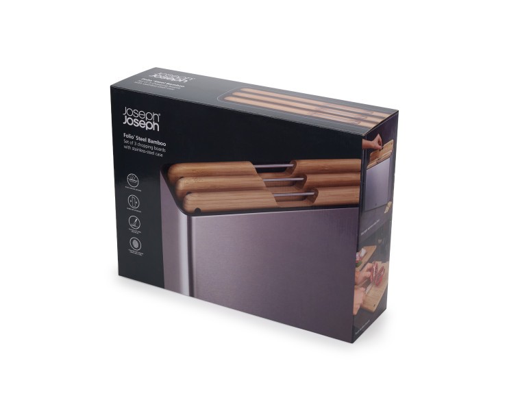 Folio Steel Bamboo 3 Piece Board Set - Joseph Joseph