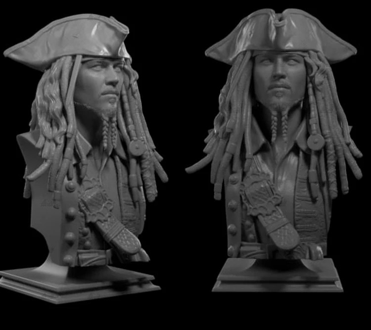 60mm Resin Model Jack Captain Bust Figure | Unpainted No Color, RW-670